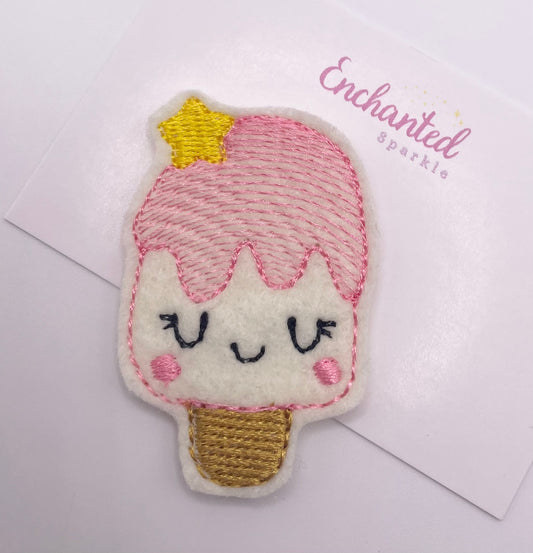 Ivory and Pink Ice Lolly Feltie